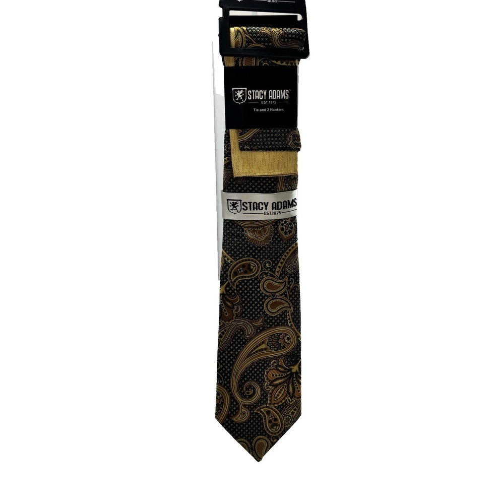 Stacy Adams New Men's Designer Luxury Tie + 2 Hankies Paisley Necktie Formal